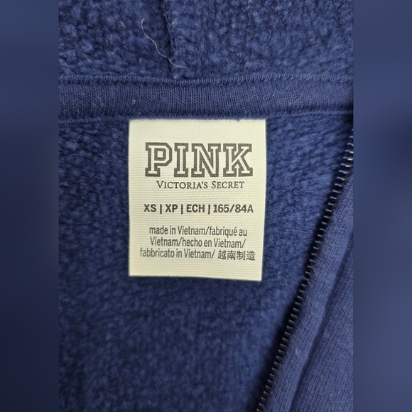 Victoria’s Secret PINK Everyday Women's Full Zip Hoodie Sweatshirt X-Small Blue - Picture 13 of 14